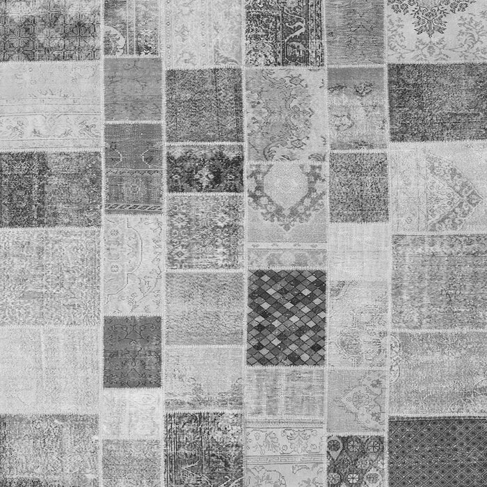 Round Machine Washable Patchwork Gray Transitional Rug, wshcon1410gry