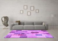 Machine Washable Patchwork Purple Transitional Rug, wshcon1410pur