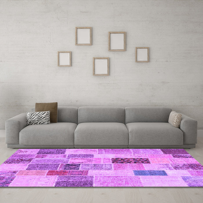 Machine Washable Patchwork Purple Transitional Area Rugs in a Living Room, wshcon1410pur