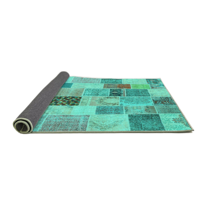 Sideview of Patchwork Turquoise Transitional Rug, con1410turq