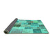 Sideview of Patchwork Turquoise Transitional Rug, con1410turq