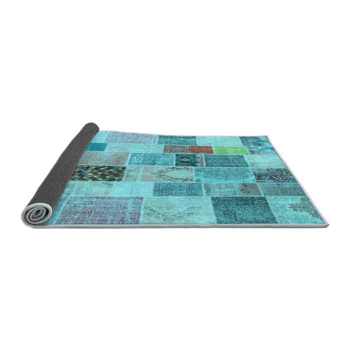 Sideview of Patchwork Light Blue Transitional Rug, con1410lblu
