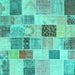 Square Patchwork Turquoise Transitional Rug, con1410turq