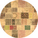 Round Patchwork Brown Transitional Rug, con1410brn