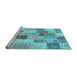 Sideview of Machine Washable Patchwork Light Blue Transitional Rug, wshcon1410lblu