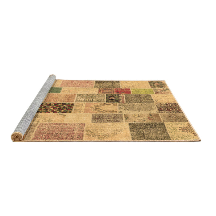 Sideview of Machine Washable Patchwork Brown Transitional Rug, wshcon1410brn