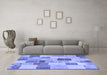 Machine Washable Patchwork Blue Transitional Rug in a Living Room, wshcon1410blu