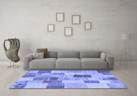 Machine Washable Patchwork Blue Transitional Rug, wshcon1410blu