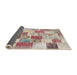 Thickness of Contemporary Dark Almond Brown Patchwork Rug, con1411