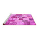 Sideview of Machine Washable Patchwork Pink Transitional Rug, wshcon1411pnk