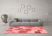 Machine Washable Patchwork Red Transitional Rug, wshcon1411red