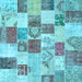 Square Patchwork Light Blue Transitional Rug, con1411lblu