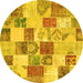 Round Patchwork Yellow Transitional Rug, con1411yw