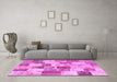 Machine Washable Patchwork Pink Transitional Rug in a Living Room, wshcon1411pnk