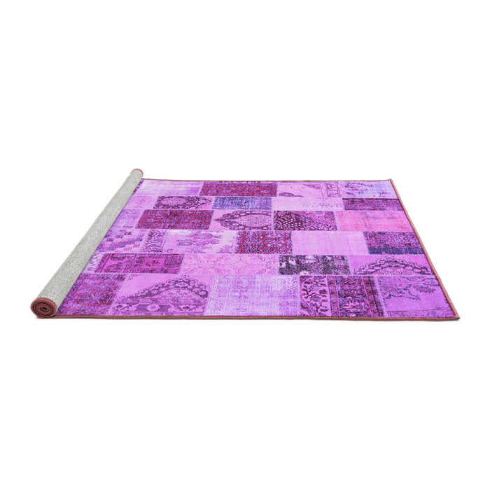 Sideview of Machine Washable Patchwork Purple Transitional Area Rugs, wshcon1411pur