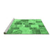 Sideview of Machine Washable Patchwork Emerald Green Transitional Area Rugs, wshcon1411emgrn