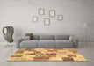 Machine Washable Patchwork Brown Transitional Rug in a Living Room,, wshcon1411brn