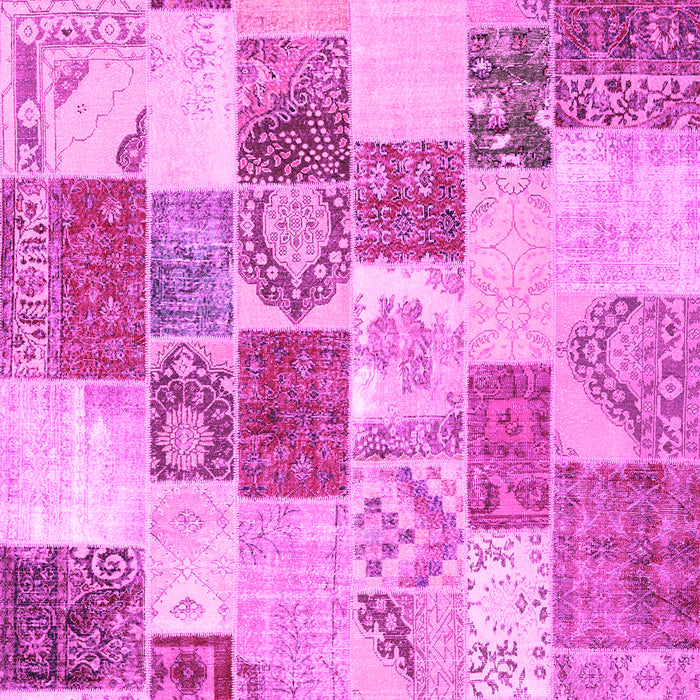 Machine Washable Patchwork Pink Transitional Rug, wshcon1411pnk