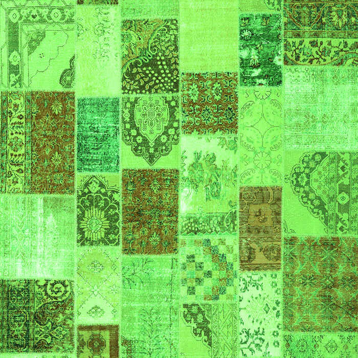 Serging Thickness of Machine Washable Patchwork Green Transitional Area Rugs, wshcon1411grn
