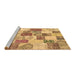 Sideview of Machine Washable Patchwork Brown Transitional Rug, wshcon1411brn