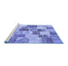 Sideview of Machine Washable Patchwork Blue Transitional Rug, wshcon1411blu