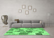 Machine Washable Patchwork Emerald Green Transitional Area Rugs in a Living Room,, wshcon1411emgrn