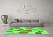 Machine Washable Patchwork Green Transitional Area Rugs in a Living Room,, wshcon1411grn