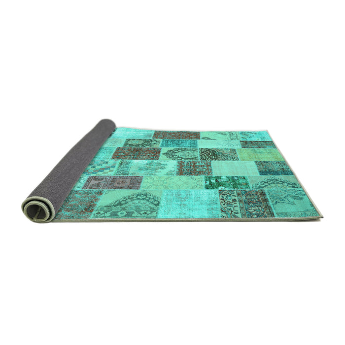 Sideview of Patchwork Turquoise Transitional Rug, con1411turq