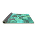 Sideview of Patchwork Turquoise Transitional Rug, con1411turq