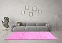 Machine Washable Solid Pink Modern Rug, wshcon1412pnk