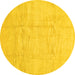 Round Solid Yellow Modern Rug, con1412yw