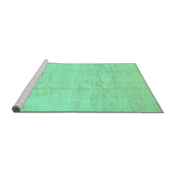 Sideview of Machine Washable Solid Turquoise Modern Area Rugs, wshcon1412turq