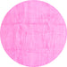 Round Solid Pink Modern Rug, con1412pnk