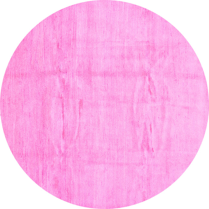 Round Machine Washable Solid Pink Modern Rug, wshcon1412pnk