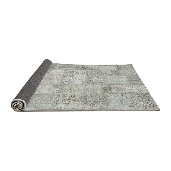 Thickness of Contemporary Gunmetal Gray Patchwork Rug, con1413
