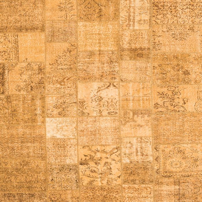 Round Machine Washable Patchwork Orange Transitional Area Rugs, wshcon1413org