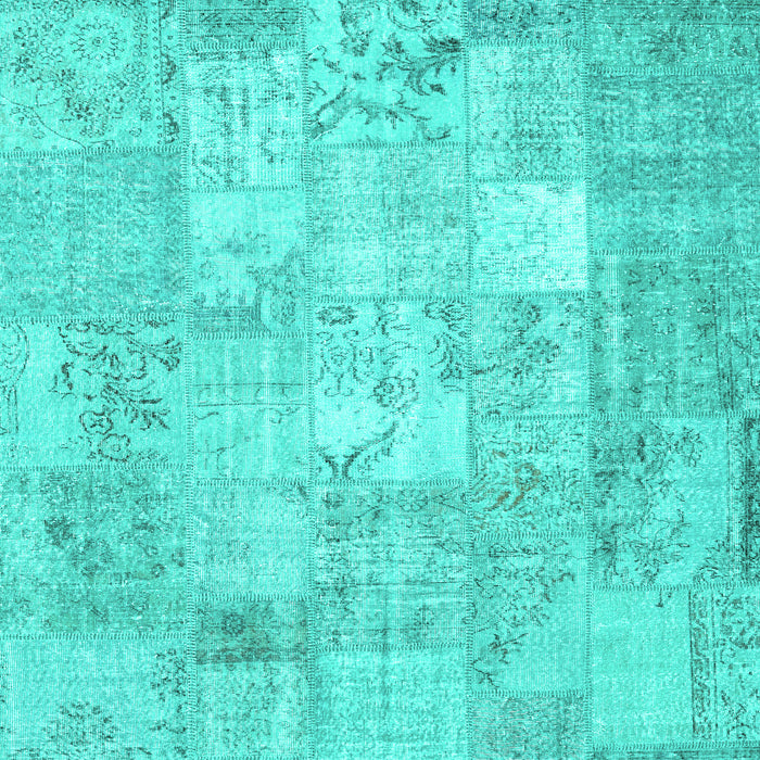 Machine Washable Patchwork Turquoise Transitional Area Rugs, wshcon1413turq