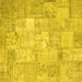 Square Machine Washable Patchwork Yellow Transitional Rug, wshcon1413yw