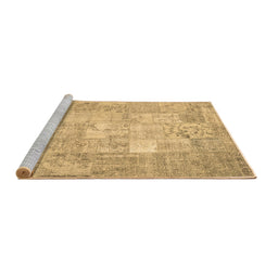 Sideview of Machine Washable Patchwork Brown Transitional Rug, wshcon1413brn