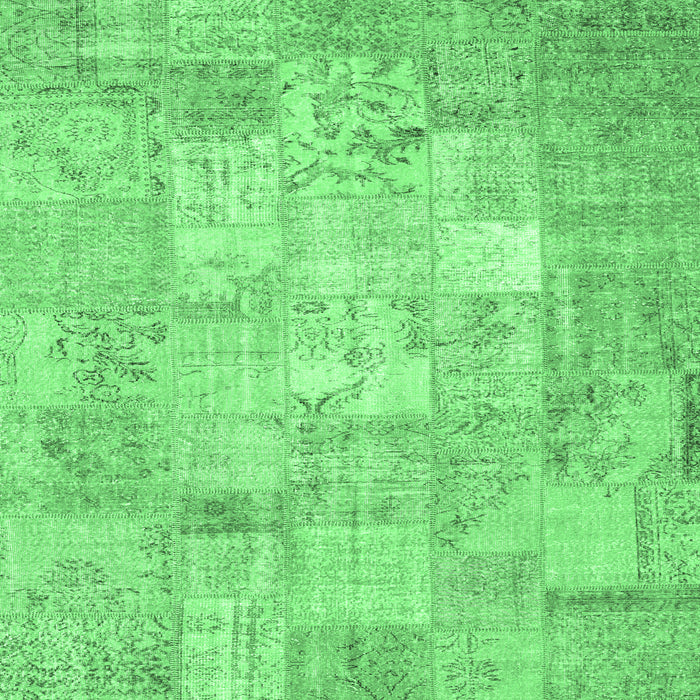 Square Machine Washable Patchwork Emerald Green Transitional Area Rugs, wshcon1413emgrn