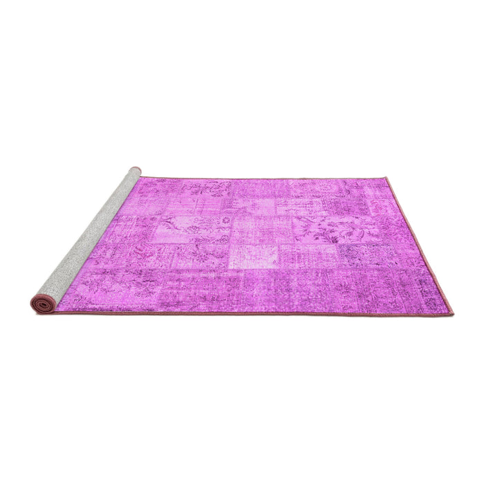 Sideview of Machine Washable Patchwork Pink Transitional Rug, wshcon1413pnk