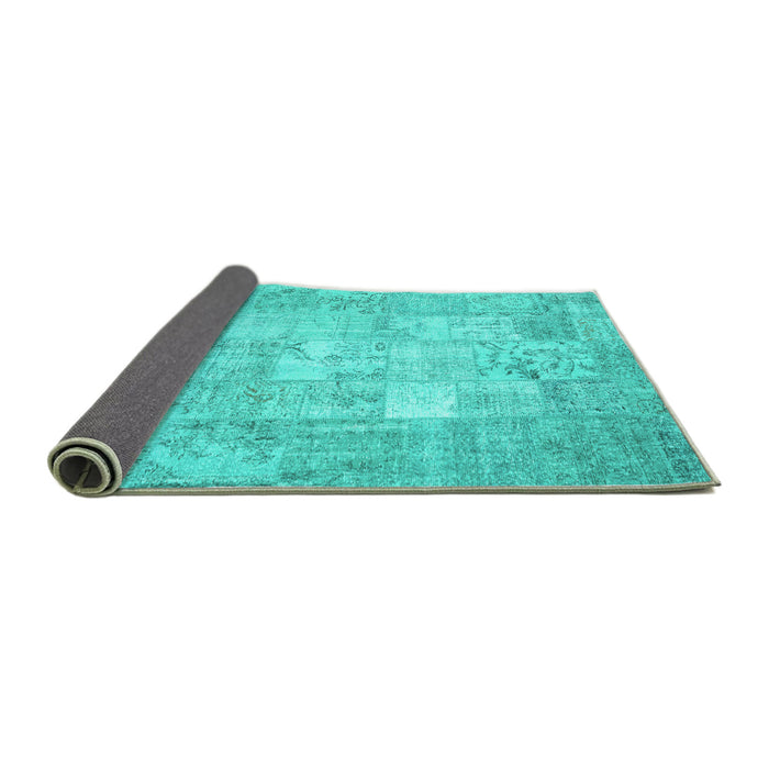 Sideview of Patchwork Turquoise Transitional Rug, con1413turq