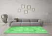 Machine Washable Patchwork Emerald Green Transitional Area Rugs in a Living Room,, wshcon1413emgrn