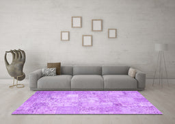 Machine Washable Patchwork Purple Transitional Area Rugs in a Living Room, wshcon1413pur