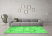 Machine Washable Patchwork Green Transitional Area Rugs in a Living Room,, wshcon1413grn