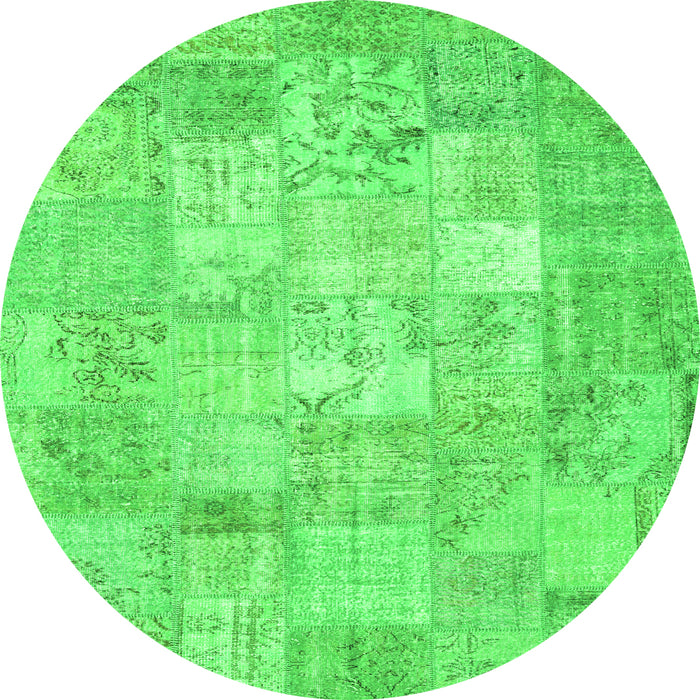 Square Patchwork Green Transitional Rug, con1413grn