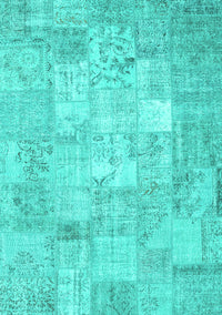 Patchwork Turquoise Transitional Rug, con1413turq