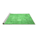 Sideview of Machine Washable Patchwork Emerald Green Transitional Area Rugs, wshcon1413emgrn