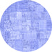 Round Patchwork Blue Transitional Rug, con1413blu