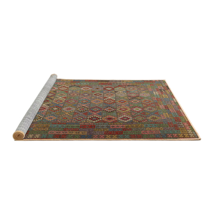 Serging Thickness of Machine Washable Contemporary Dark Almond Brown Rug, wshcon1414